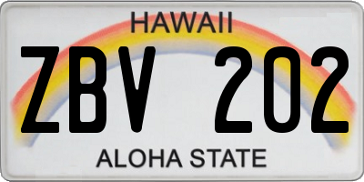 HI license plate ZBV202
