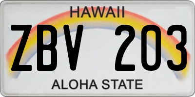 HI license plate ZBV203