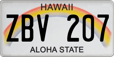 HI license plate ZBV207