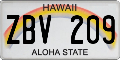 HI license plate ZBV209