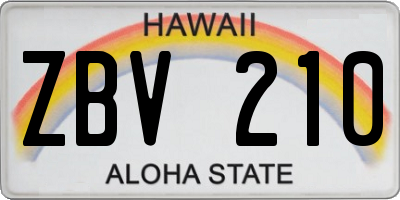 HI license plate ZBV210