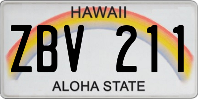 HI license plate ZBV211