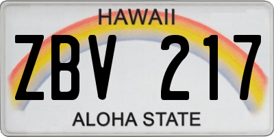 HI license plate ZBV217