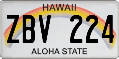 HI license plate ZBV224