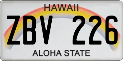 HI license plate ZBV226