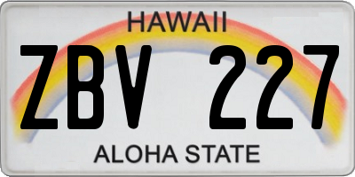 HI license plate ZBV227