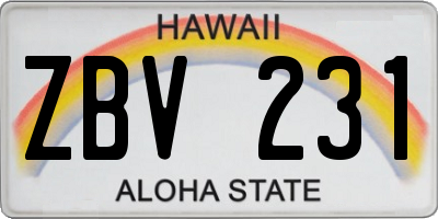 HI license plate ZBV231