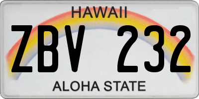 HI license plate ZBV232
