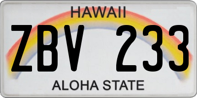 HI license plate ZBV233
