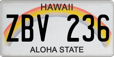 HI license plate ZBV236