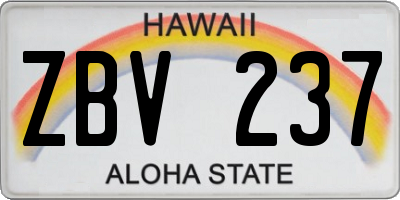 HI license plate ZBV237
