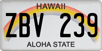 HI license plate ZBV239