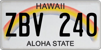 HI license plate ZBV240