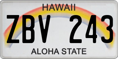 HI license plate ZBV243