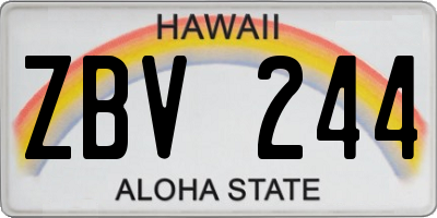 HI license plate ZBV244