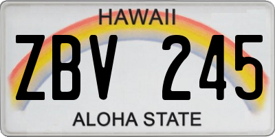 HI license plate ZBV245