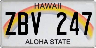 HI license plate ZBV247