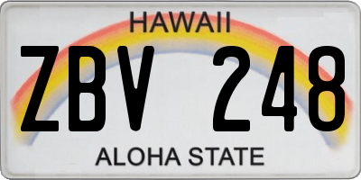 HI license plate ZBV248