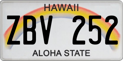 HI license plate ZBV252