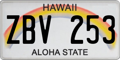 HI license plate ZBV253
