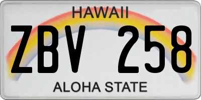 HI license plate ZBV258