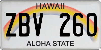 HI license plate ZBV260