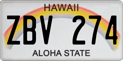 HI license plate ZBV274