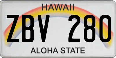 HI license plate ZBV280