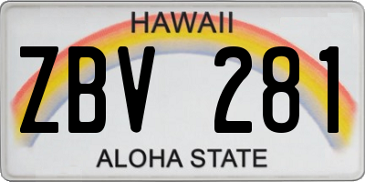 HI license plate ZBV281