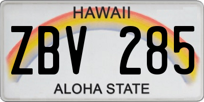 HI license plate ZBV285