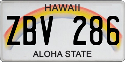 HI license plate ZBV286