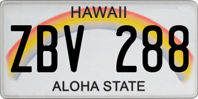 HI license plate ZBV288