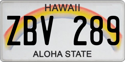 HI license plate ZBV289