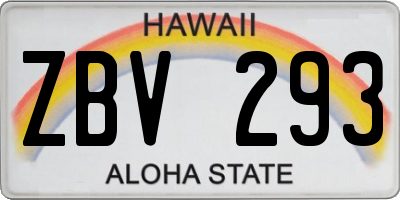 HI license plate ZBV293