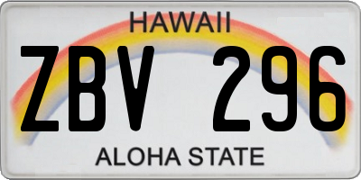 HI license plate ZBV296