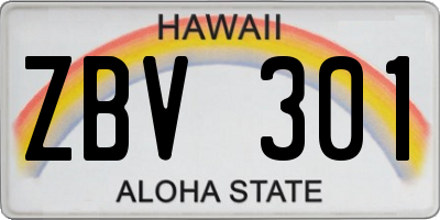 HI license plate ZBV301