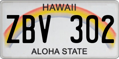 HI license plate ZBV302