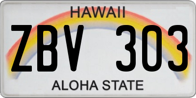 HI license plate ZBV303