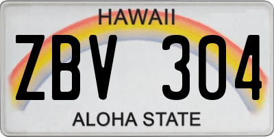 HI license plate ZBV304
