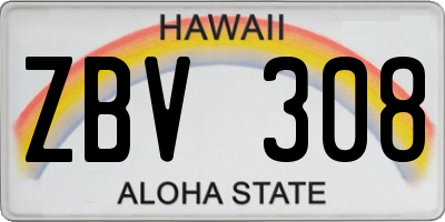 HI license plate ZBV308