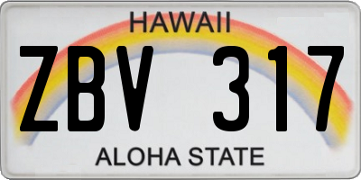 HI license plate ZBV317