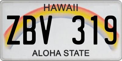 HI license plate ZBV319