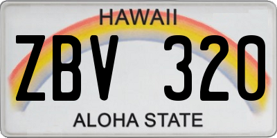 HI license plate ZBV320