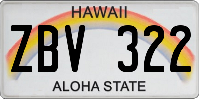HI license plate ZBV322