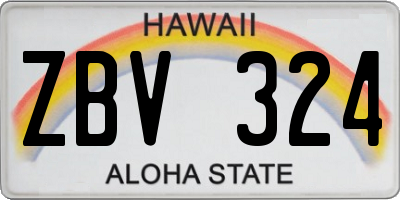 HI license plate ZBV324
