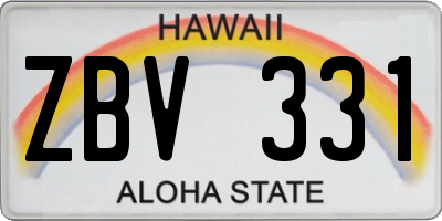 HI license plate ZBV331