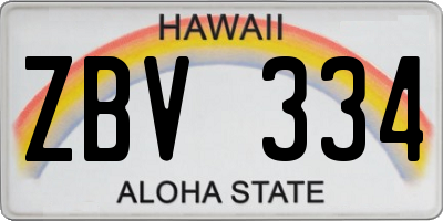 HI license plate ZBV334