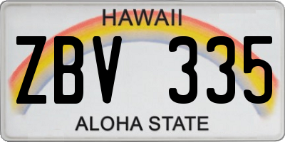 HI license plate ZBV335