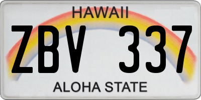 HI license plate ZBV337