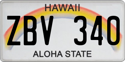 HI license plate ZBV340